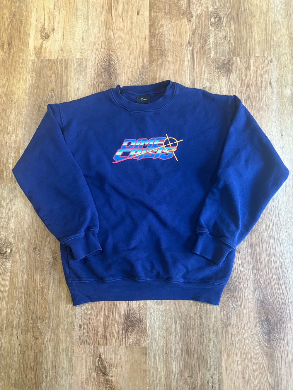 Dime Crewneck Sweatshirt in Deep Blue with Retro Chest Logo